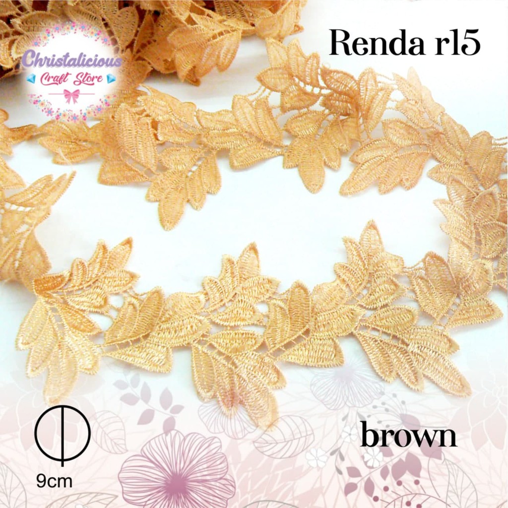 Renda daun coklat import cantik untuk menghias baju, celana, hijab, aksesories rambut, tas