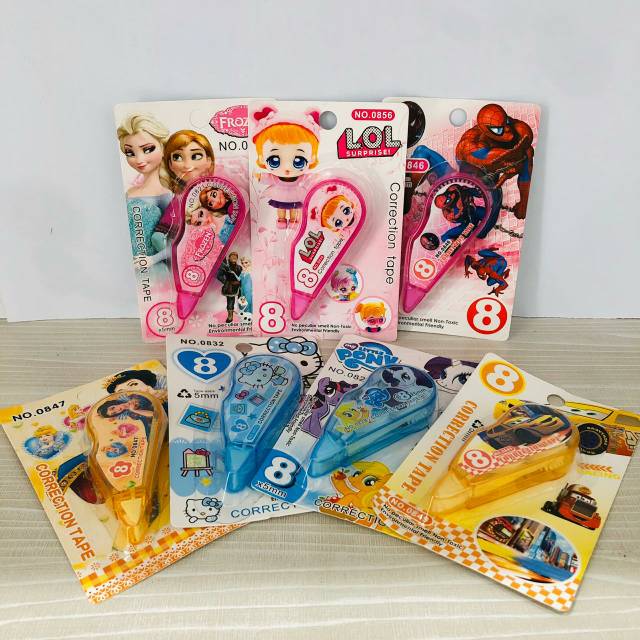 

[TERMURAH] Tip Ex / Correction Tape / Pita Koreksi Motif Kartun Karakter Kartun Anak - Anak