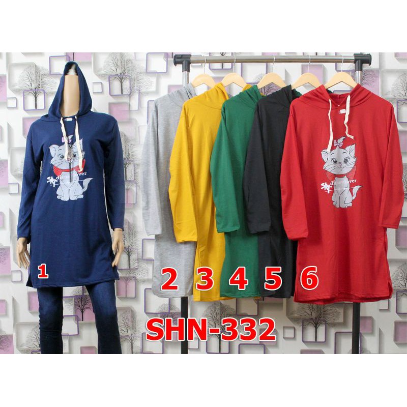 Sweater Wanita Hoodie Lengan Panjang Motif Kucing SHN332