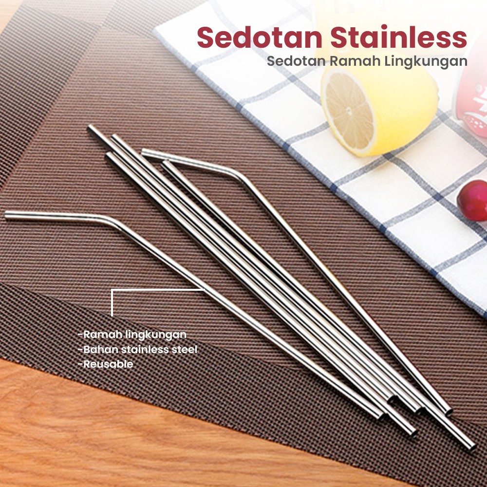 Reusable Sedotan Stainless Steel - Straw Model Melengkung