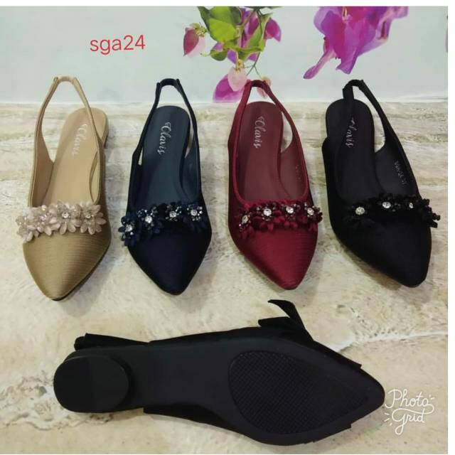 Sepatu flat satin pita tali belakang olavis SGA 24