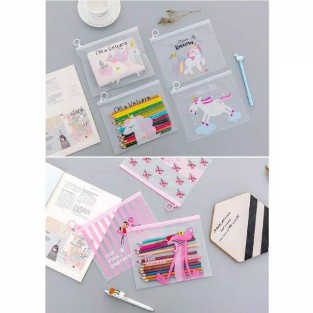 [Premium Store] Tempat Pensil Unicorn & Pink Panther / Tempat Pensil / Tempat Peralatan Make Up / Tempat Skincare / Tempat Kosmetik Transparant-2