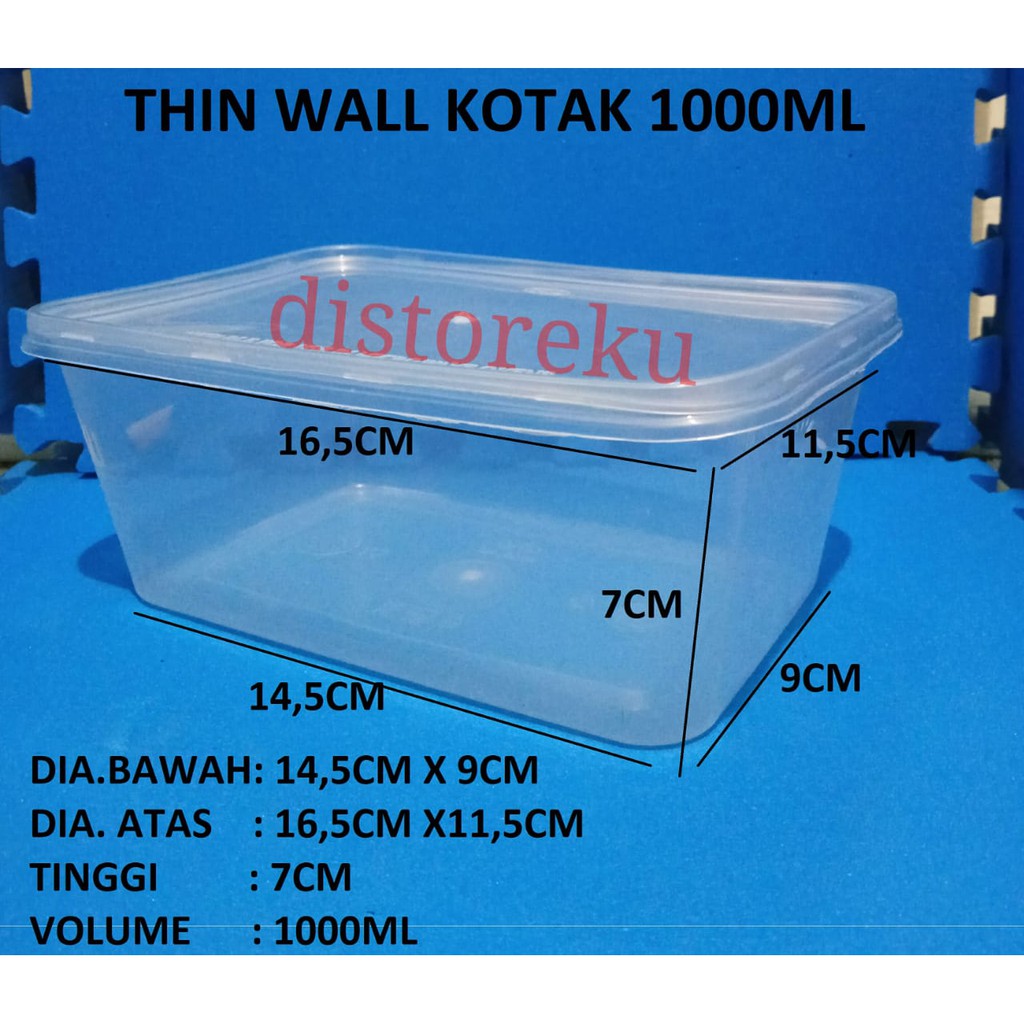 25pcs thinwall box plastik kotak tahan panas 1000ml tebal fim microwave