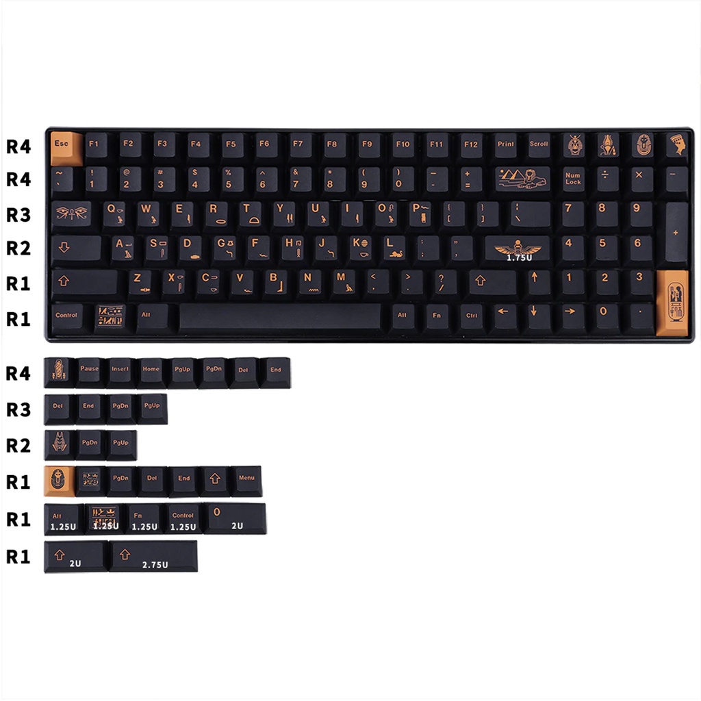 Titan Nation Egypt Pharaoh PBT Dyesub Keycaps 130 Set Cherry Profile