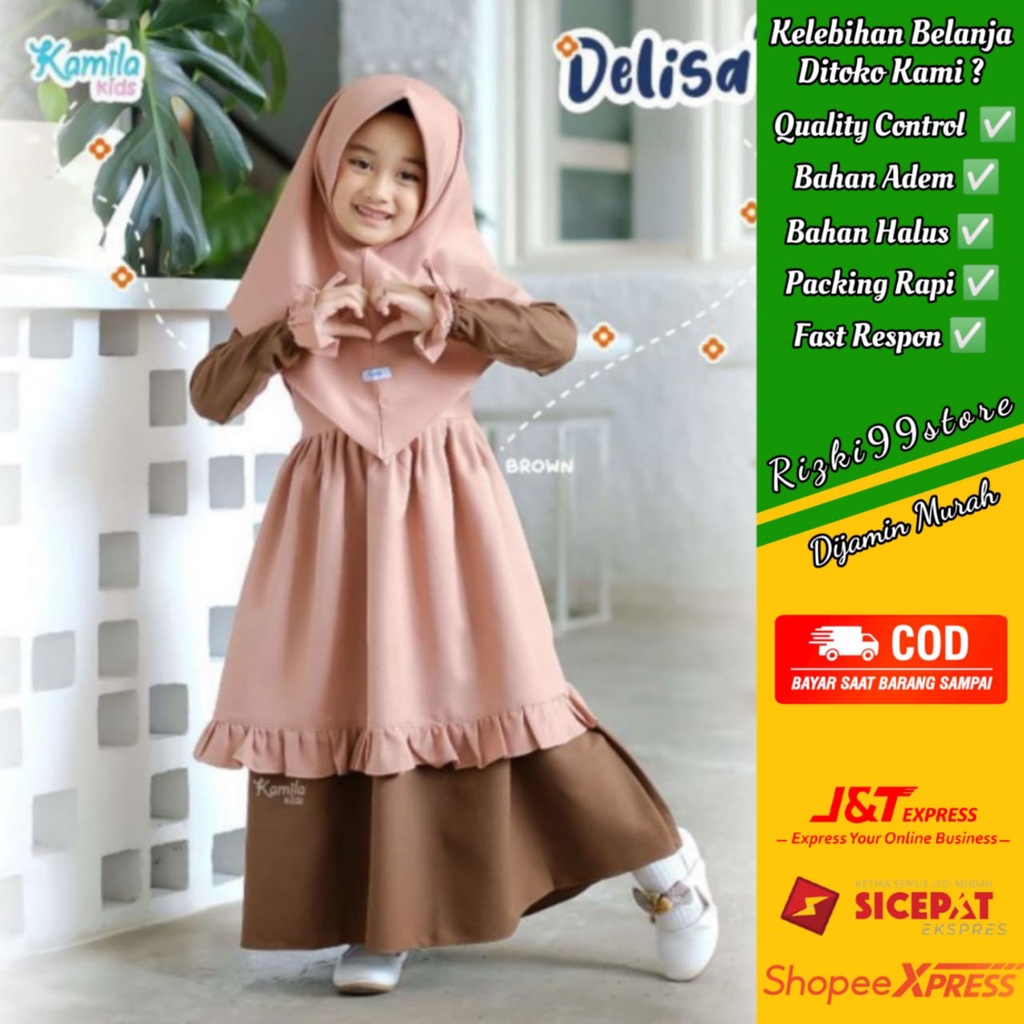 Baju Muslim Anak Perempuan 3 Tahun Premium Katun Jepang Gamis Anak Perempuan Polos
