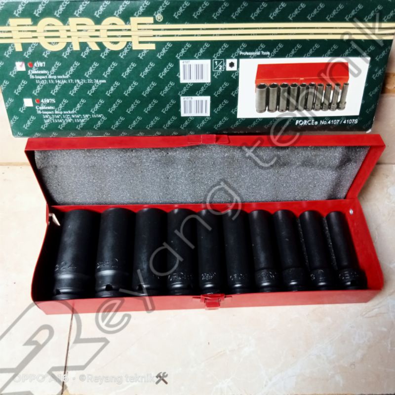 Kunci Sok Deep Impact Socket Set 10 Pcs FORCE
