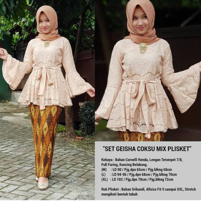 KEBAYA MODERN/BROKAT/KEBAYA BRUKAT/PLISKET/KEBAYA COUPLE/SET GEISHA COKSU