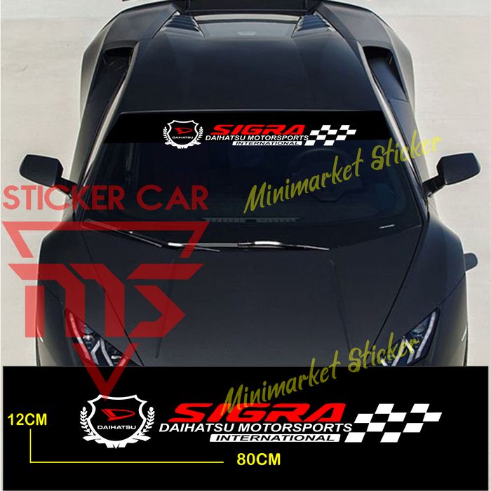 stiker sigra sticker cutting mobil daihatsu sigra kaca premium - putih-merah Keren