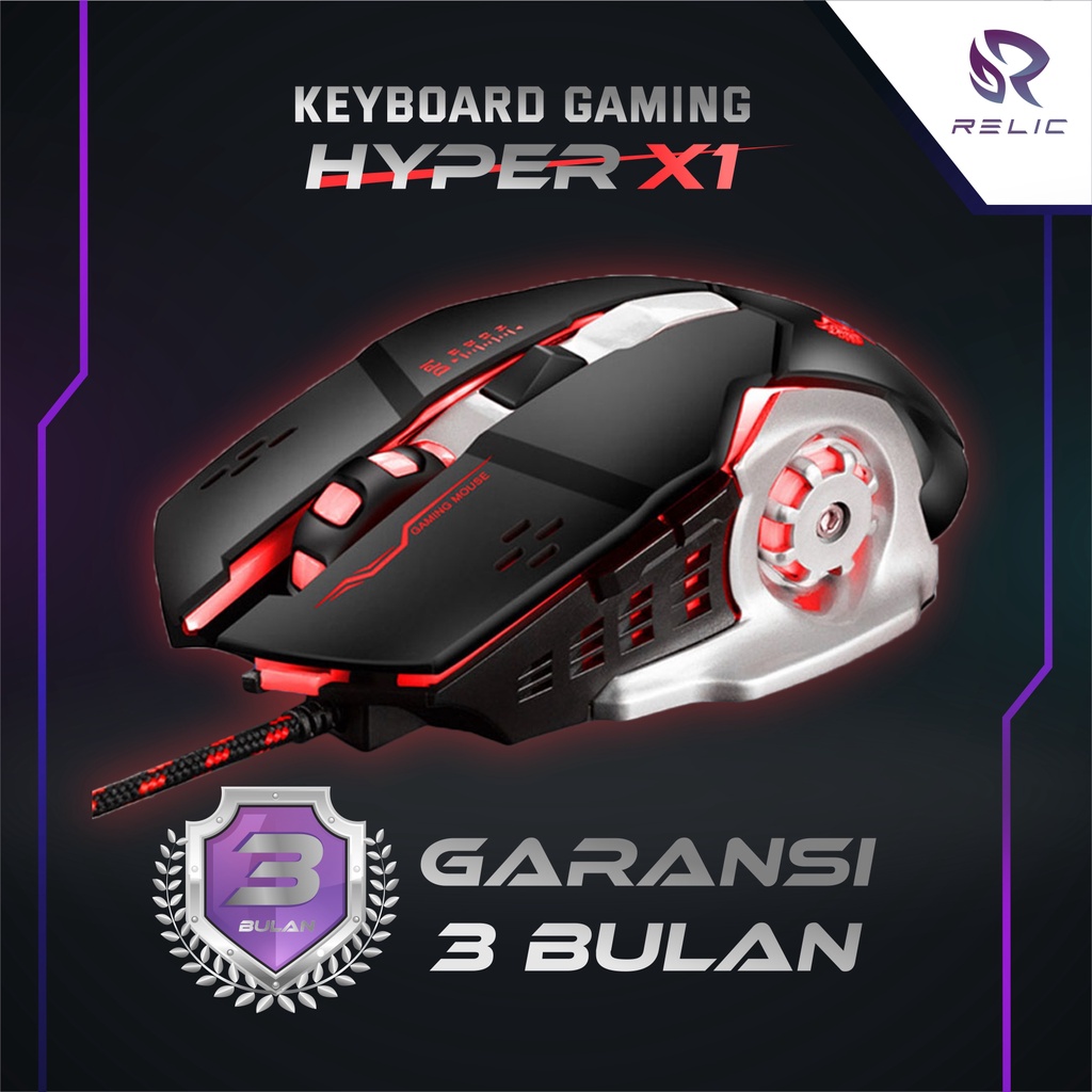 Mouse Gaming X1 Hybrid RGB Light High Precision Relic Import Aksesoris Komputer Laptop Berkualitas Termurah