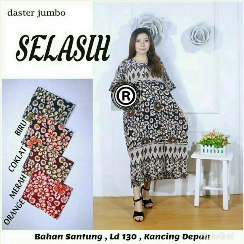 Daster jumbo selasih-daster kancing depan-daster busui-bumil