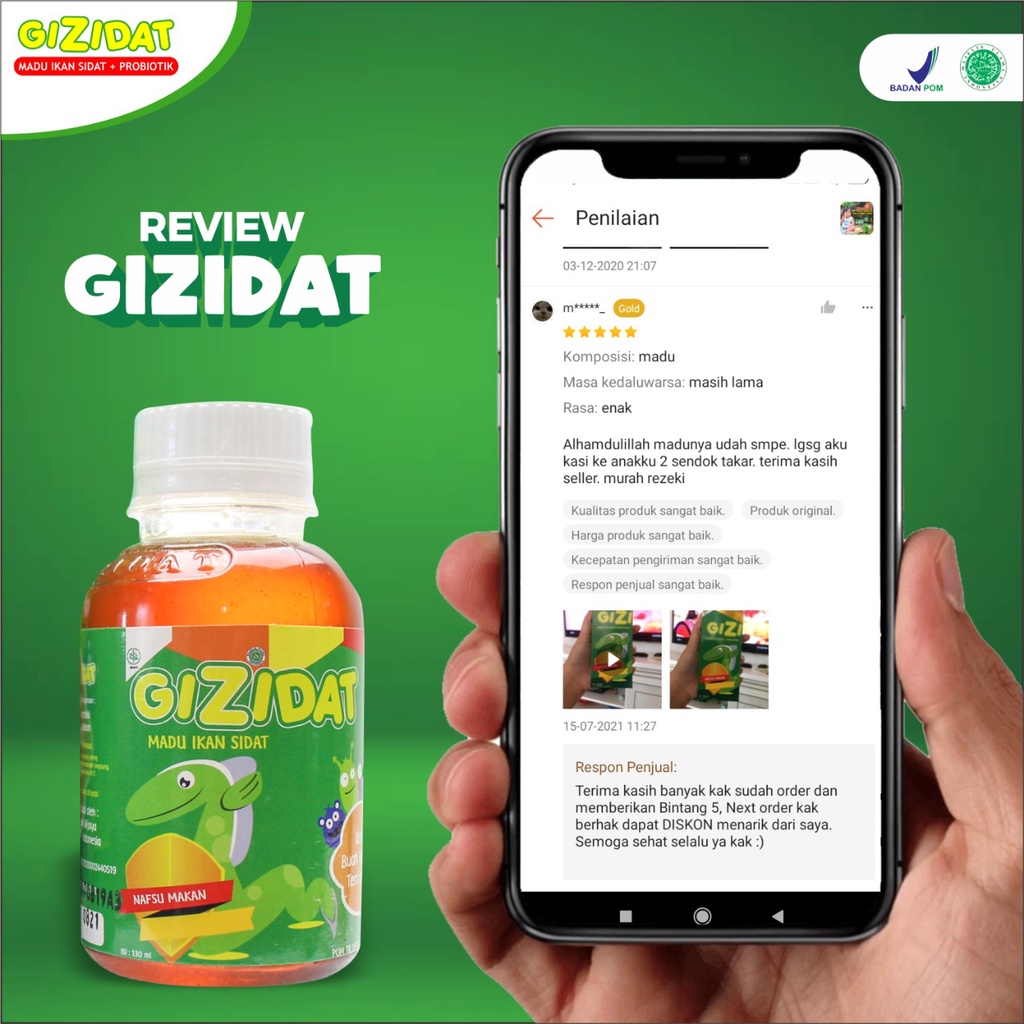 Gizidat Paket Berat Badan 3 Botol - Madu Penambah Nafsu Makan Anak Tumbuh Cerdas Naikkan Berat Badan Lancarkan Pencernaan &amp; Tingkatkan Kecerdasan Otak Anak Isi 130ml