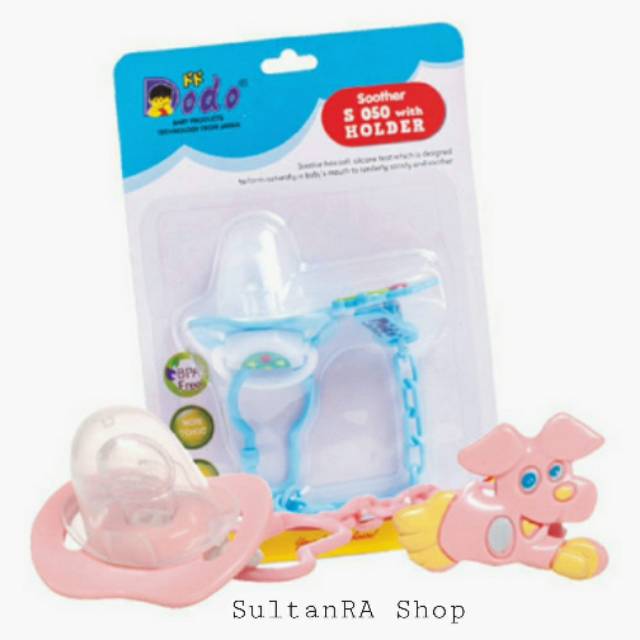 Empeng Bayi Newborn + Gantungan Rantai Bayi Newborn BPA Free Non Toxic / Soother Dodo Facifier with Holder