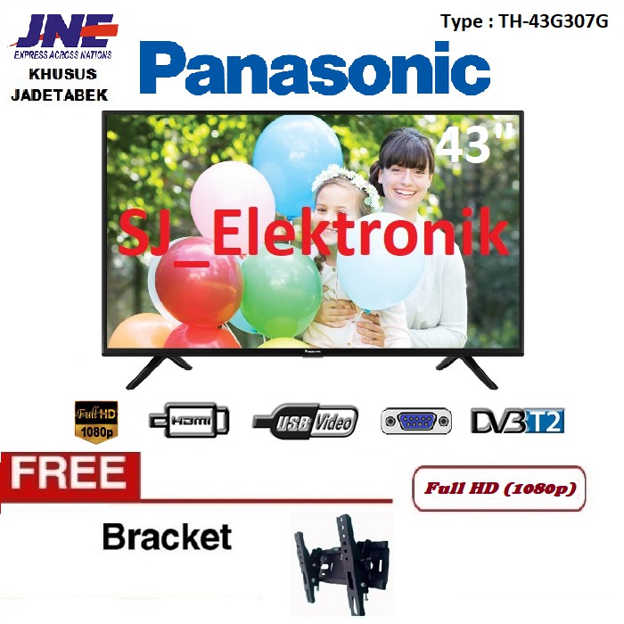Free Braket LED TV Panasonic 43 Inch TH-43G307G / 43G307 FullHD DVB-T2 HDMI USBMovie