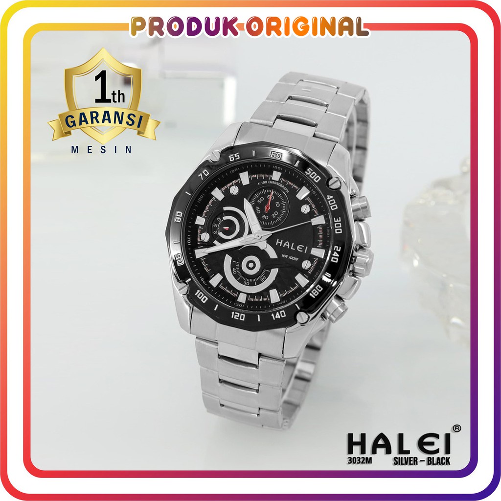 COD JAM TANGAN PRIA HALEI ORIGINAL 3032 RANTAI STAINLESS STEEL SPORT WATER RESISTANT