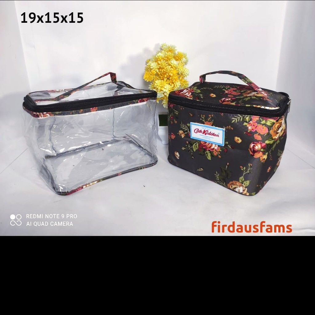 Tas Kosmetik Organizer Pouch Tas Double 2in1 Bag Polos Motif  Kosmetik