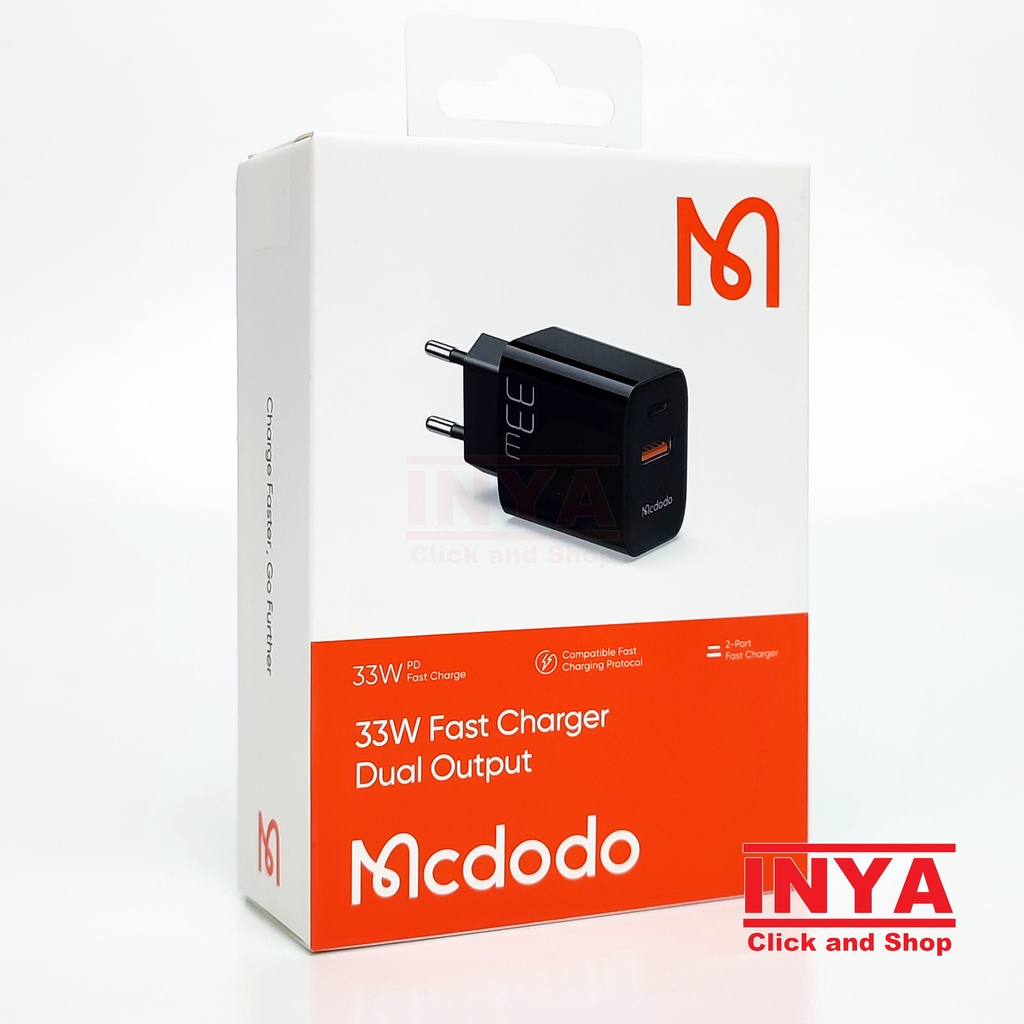 MCDODO 33W FAST CHARGER DUAL OUTPUT CH-0921 - Charger Type C &amp; USB Output