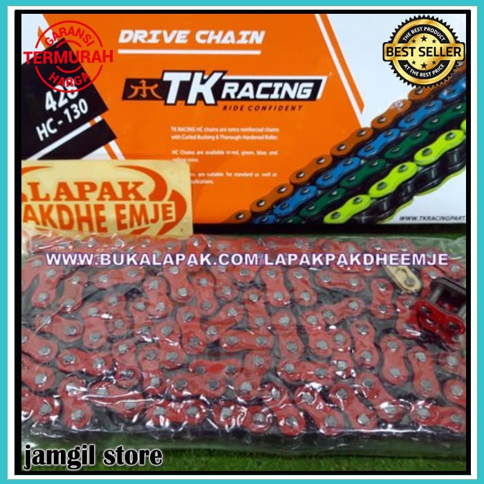 RANTAI 428 130 TK RACING ORIGINAL RED MERAH 428 HC 130L HEAVYDUTY  RANTE 428HC 130 L TK