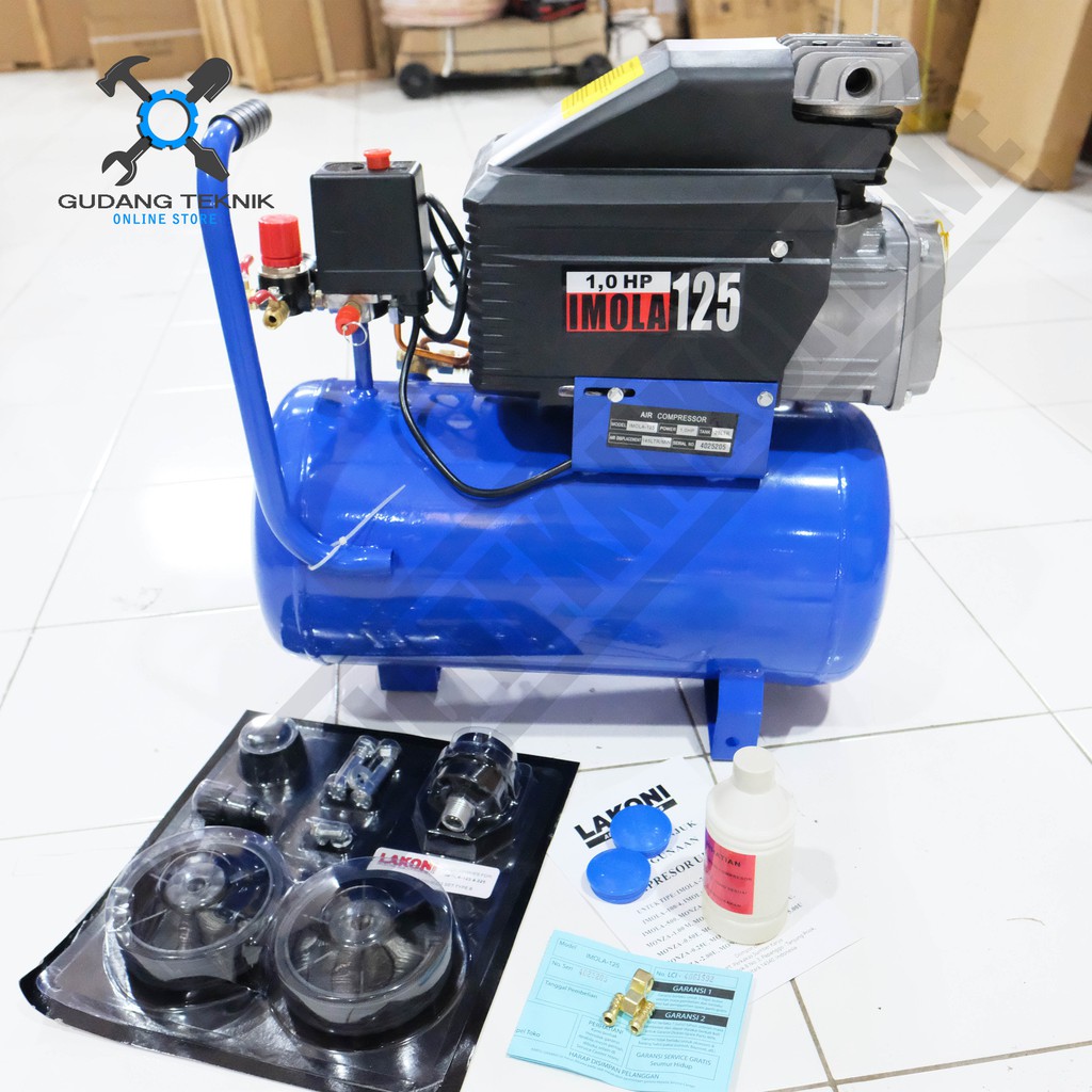 Mesin Kompresor 1 PK IMOLA 125 Kompressor Lakoni Pompa Angin Udara Listrik Compressor 25L 1HP