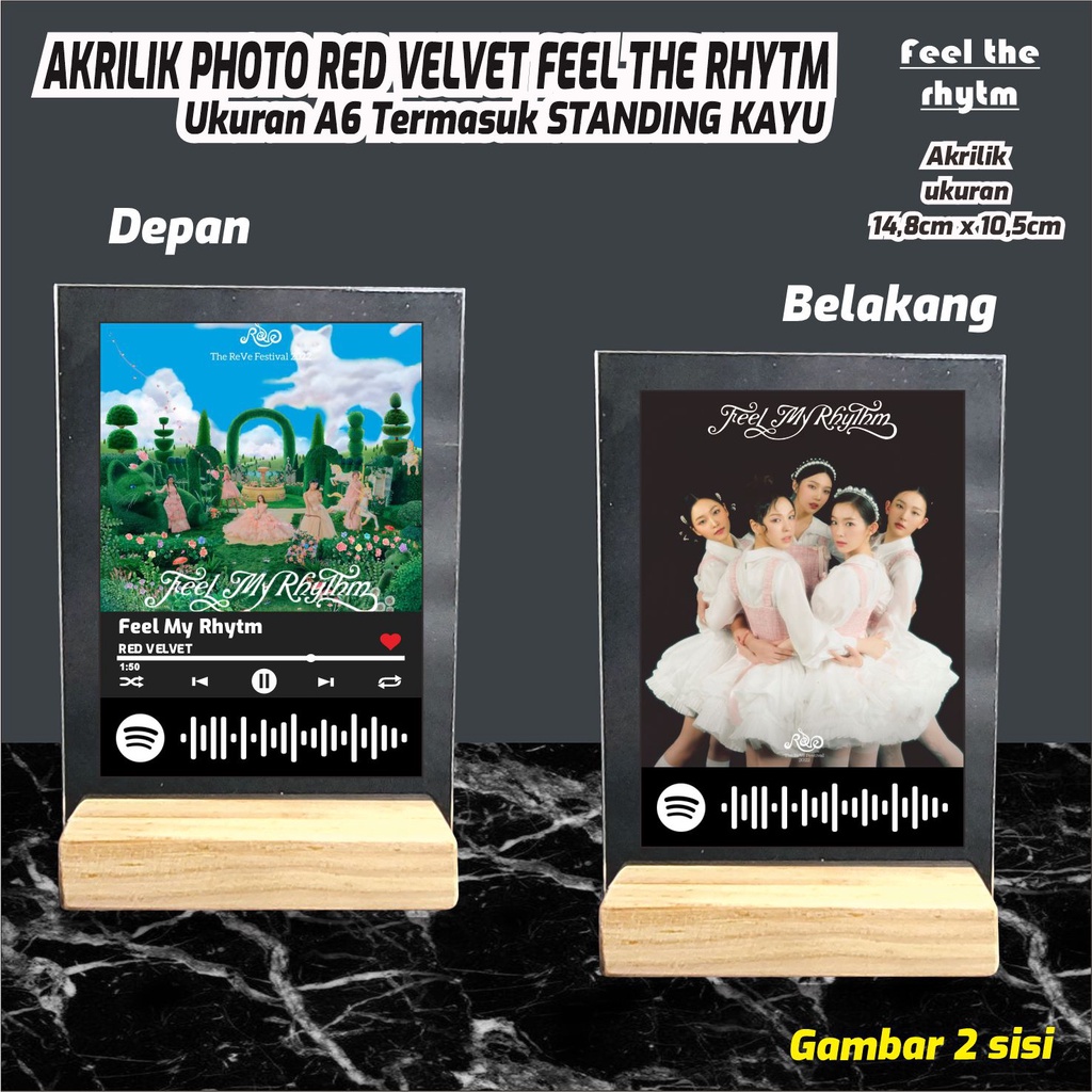 AKRILIK PHOTO KPOP RED VELVET FEEL THE RHYTM /  PRINT 2 SISI GLOSSY / ANTI AIR TIDAK LUNTUR / GAMBAR HD / TEBAL 2 MM UKURAN A6