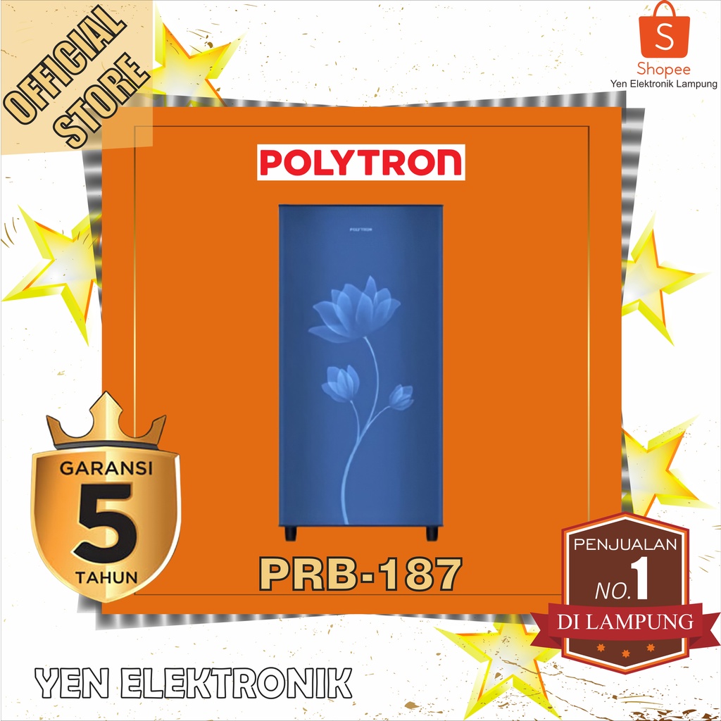 Kulkas Polytron PRB 187 1 Pintu Warna Biru dan merah Garansi Resmi Polytron 5 Tahun