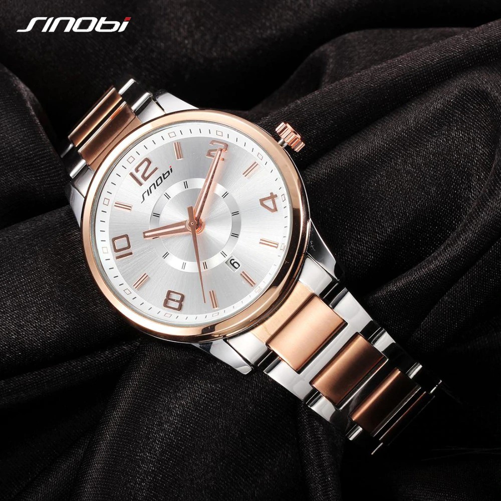 HOT PROMO SINOBI Fashion Golden Women's Watch 2019 Women Bracelet Wristwatch For Ladies Quartz