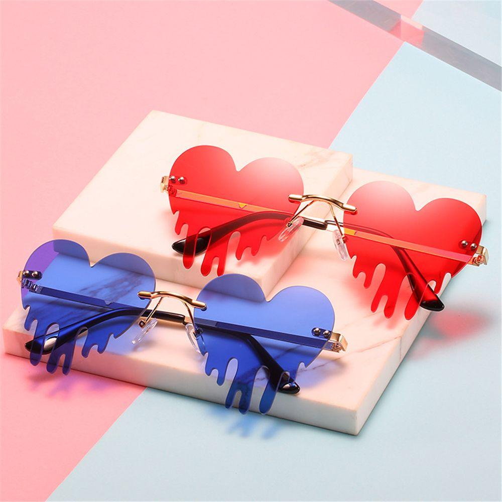 Lily Heart Rimless Sunglasses Halloween Pesta Liburan Lucu Eyewear UV400