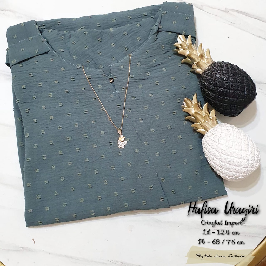 Atasan Wanita Jumbo / Baju Atasan Wanita Jumbo / Blouse Wanita Jumbo Hafisa Crinkle Doty Import Hight Quality Ld 124-1