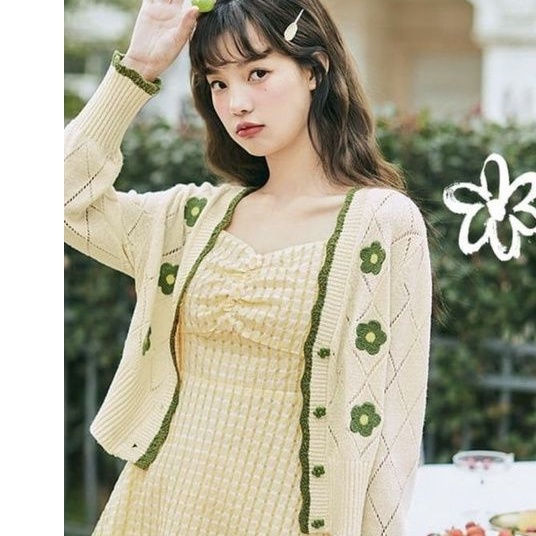 IMPORT WOMAN KNIT CROP TOP CARDIGAN •FLEUR• KOREAN STYLE KARDIGAN RAJUT WANITA