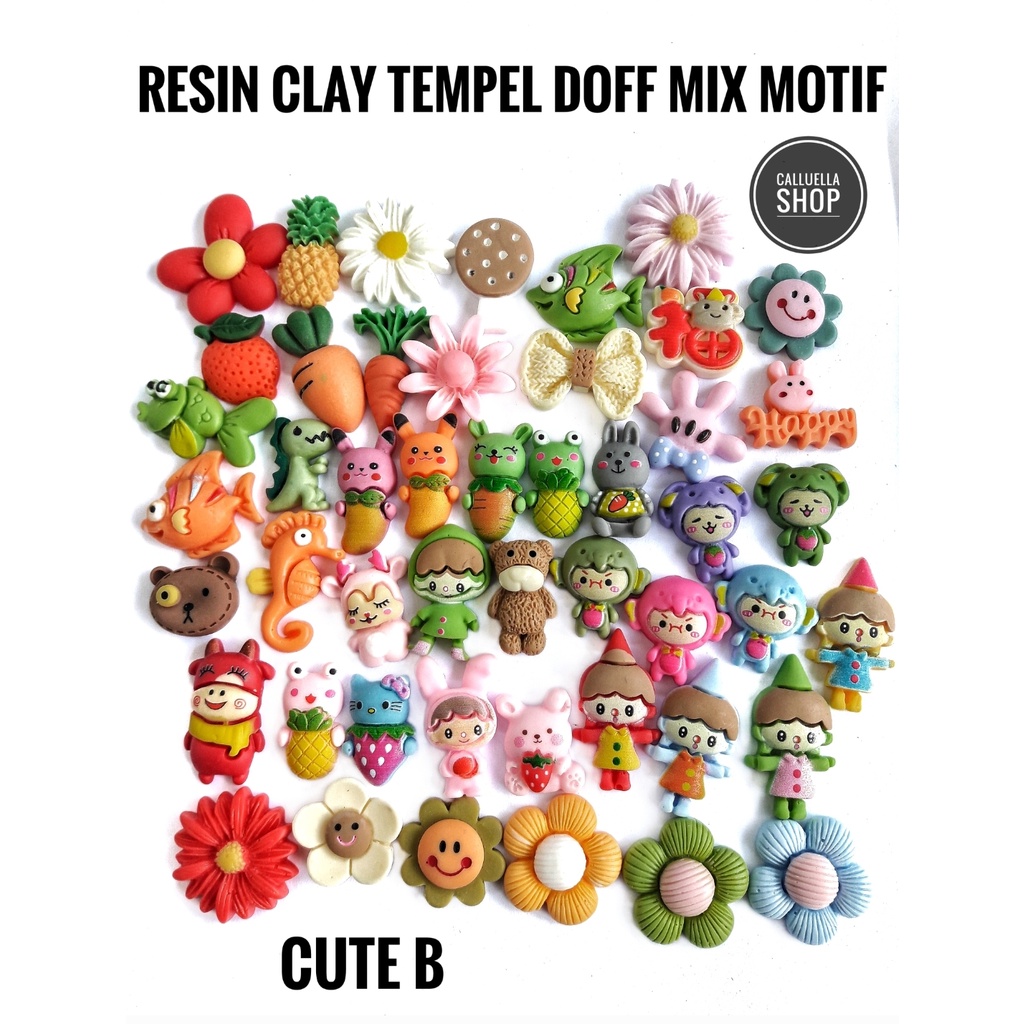 RESIN CLAY TEMPEL MIX MOTIF DAN WARNA MANIK PAREL CINCIN | BAHAN CRAFT CLAY GELANG BROS KALUNG STRAP MASK MASKER PAREL MANIK CRAFT KERAJINAN LUMAJANG FASHION-Mix DOFF CUTE B 10BJ