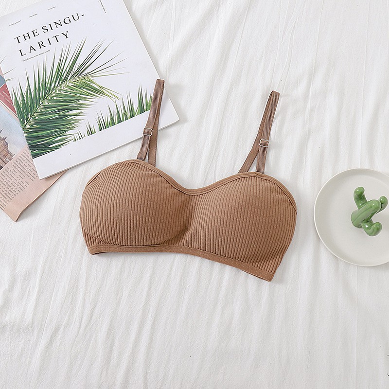 Smile Bra Fashion Wanita Bra Tanpa Kawat Sport Bra Push Up Elastis BH Pakaian Dalam Wanita 1008-COKLAT