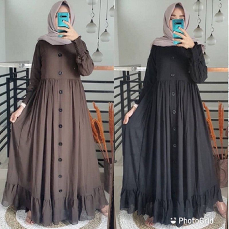 Plain maxy pakaian wanita fashion muslim remaja