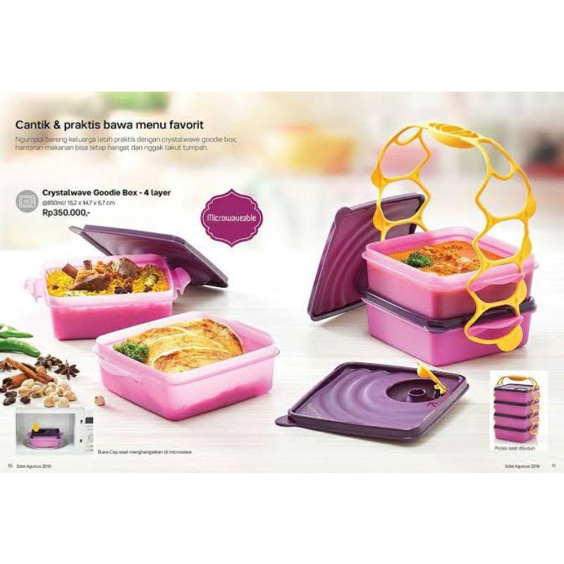 CRYSTALWAVE GOODLE BOX MICROWAVE TUPPERWARE 4 SUSUN + FREE 4 SENDOK BAYI ATAU BUMBU TUPPERWARE / RAN