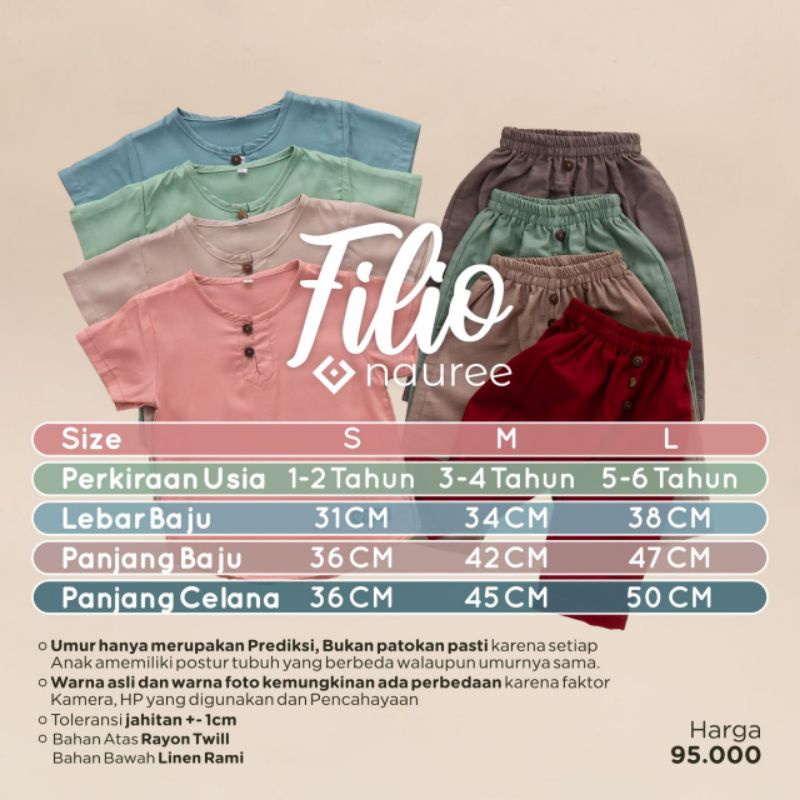 Nauree -  One Set Filio Warna Khaki Setelan Baju Anak Laki Laki