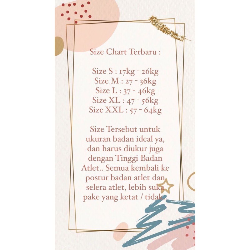 SIZE CHART Celana/ Baju Renang.