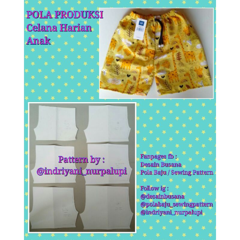 [ Bisa COD ] POLA CELANA PENDEK Untuk PRODUKSI CELANA HARIAN ANAK - Sewing Pattern