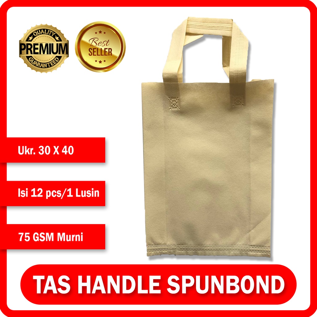 

Souvenir Tas Press Goodiebag Spunbond Handle - Cream 30CM x 40CM Satuan / Lusinan