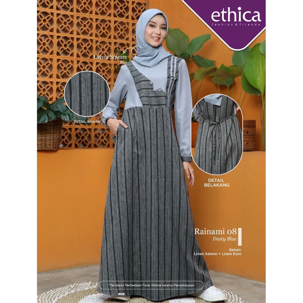 DRESS ONLY ETHICA ORIGINAL RAINAMI 08 DUSTY BLUE (DO) GAMIS DEWASA GAMIS TRENDY GAMIS KEREN FASHIONA