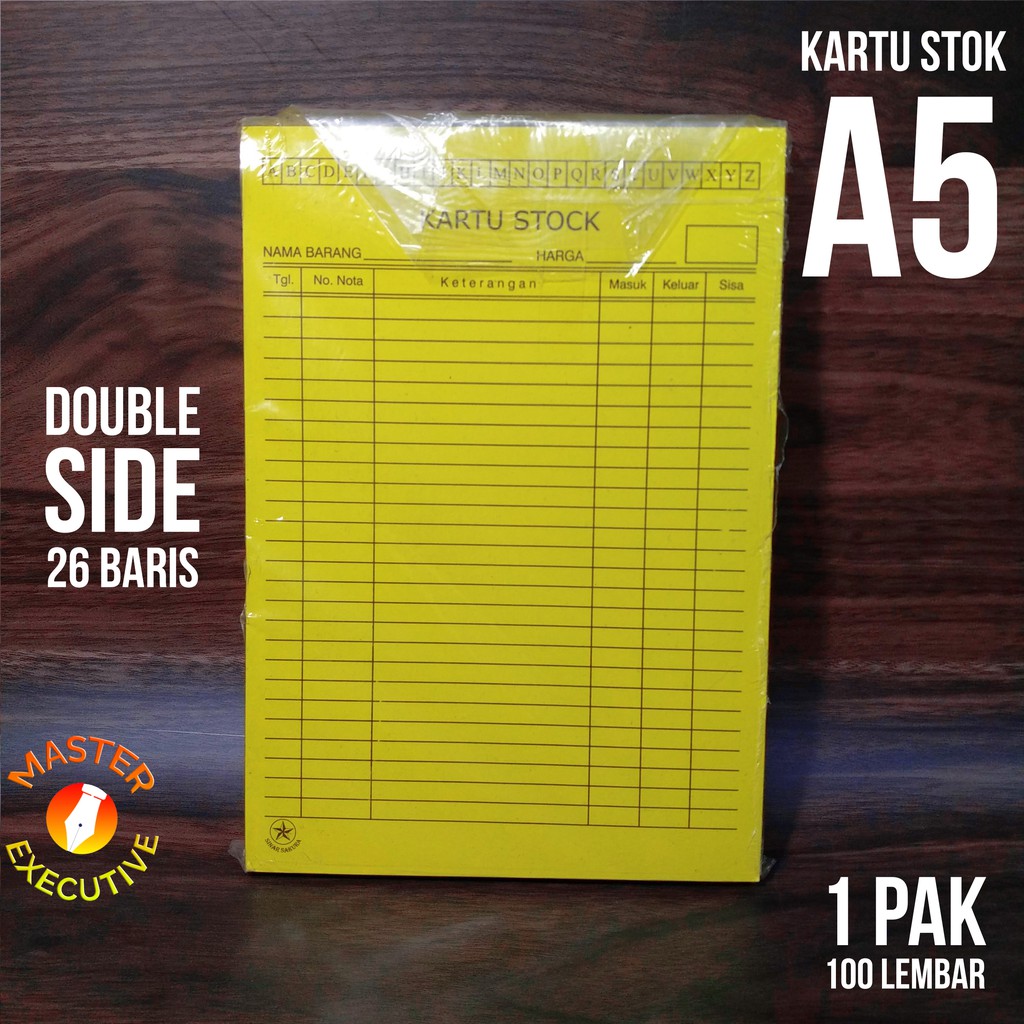 [Pak - 100 Lembar] Kartu Stok A5 - Catatan Stock Gudang Kuning