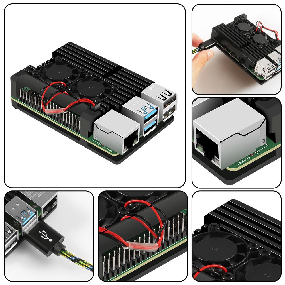 Agustinina Cooling Case Protection Cases Pendingin Pasif Bahan Aluminium Alloy Untuk Raspberry Pi 4model B Komponen Komputer