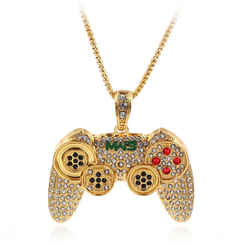 Kalung Liontin Gagang Game Bahan Zircon Gaya Hip Hop Untuk Pria