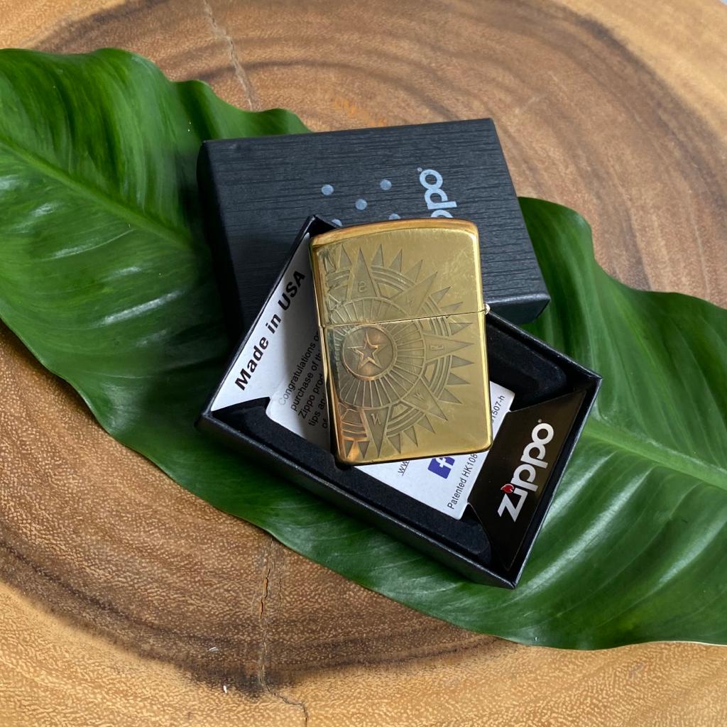 Korek Zippo Gold Premium Model Star Compass