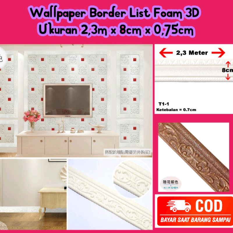 Stiker List Bordir Foam 3D / Wallpaper Bordir List 3D