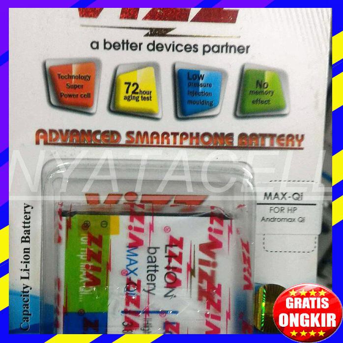 ACC HP BATERAI VIZZ SMARTFREN ANDROMAX QI MAX BATERAI DOUBLE POWER ORIGINAL
