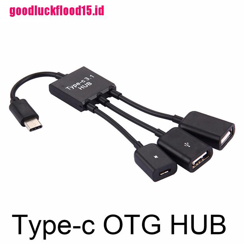 {LUCKID}3 in1 3 Port USB-c Type-c 3.1 Male to USB 2.0 OTG HUB Adapter Cable Converter