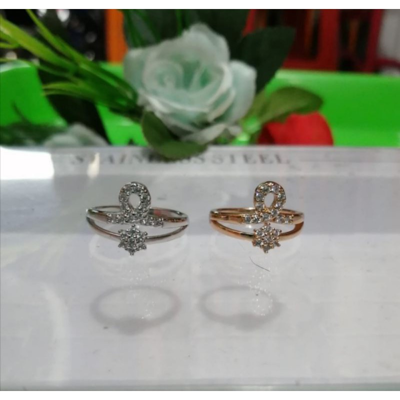 CINCIN WANITA TITANIUM ANTI PUDAR WARNA GOLD DAN SILVER LAPIS EMAS 24 K