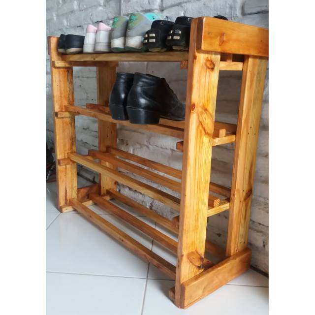  Rak  sepatu  bahan kayu jati belanda Shopee  Indonesia