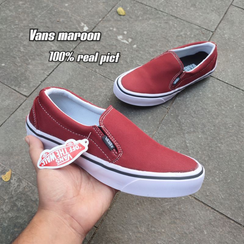 slipon vans / vans slipon / sepatu pria / slipon merah / slipon pria