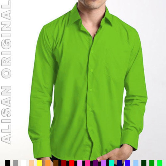 B1 41 Baju Kerja Kemeja ALISAN ORIGINAL Cowok Polos Hijau Muda