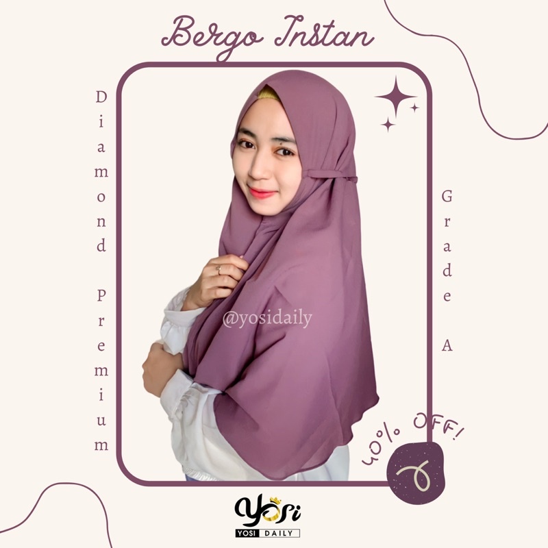 HIJAB BERGO INSTAN PREMIUM| JILBAB INSTAN | BLUSUKAN | HIJAB SIMPLE | JILBAB MURAH | BAHAN ADEM | LA