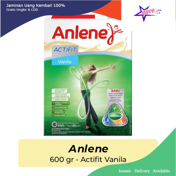 [ COD ] susu anlene active vanila 600gram/